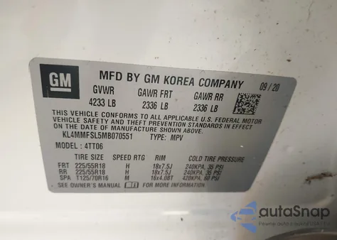 2021 Buick Encore Gx Fwd Essence из США, поврежденный, VIN KL4MMFSL5MB070551